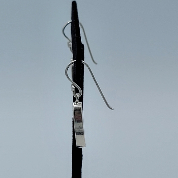 Oval Iridescent Seashell Inlay Silver Drop Earrings #1223 - Picture 7 of 12